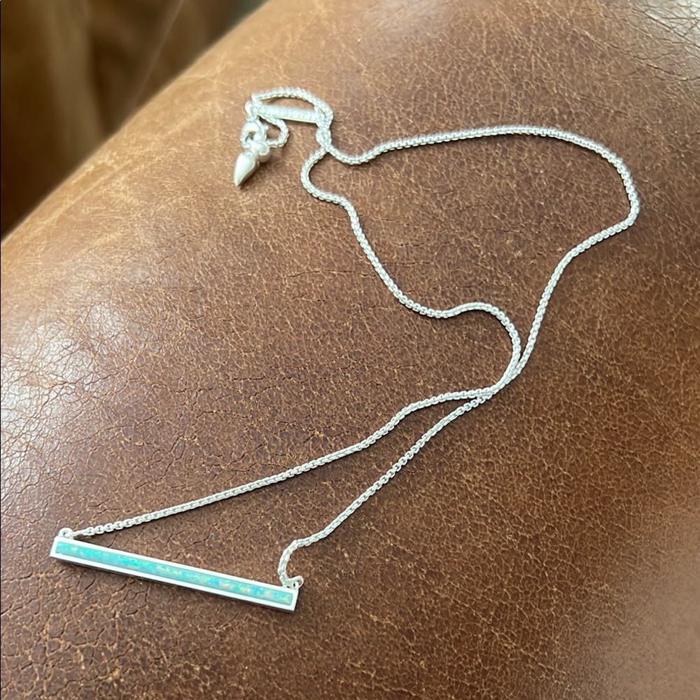Elegant Silver Necklace with Turquoise Bar